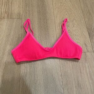 aerie Hot Pink Textured Bikini Top